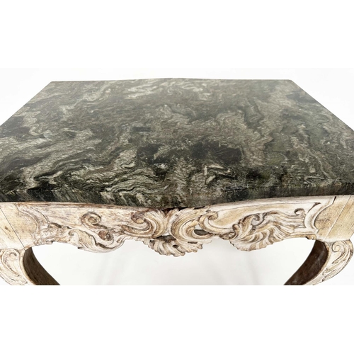 292 - CONSOLE TABLE, 19th century Italian with brèche marble top on carved and pierced C scroll cabriole s... 