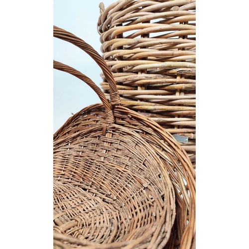 30 - WICKER BASKETS, a collection of nine various, to include a large log basket and trugs, largest 66cm ... 