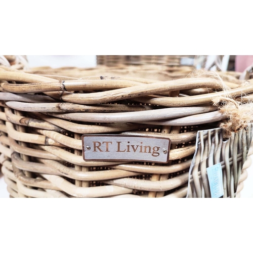 30 - WICKER BASKETS, a collection of nine various, to include a large log basket and trugs, largest 66cm ... 