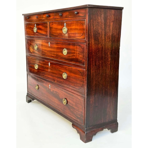 300 - SCOTTISH HALL CHEST, early 19th century figured mahogany of adapted shallow proportions with real an... 