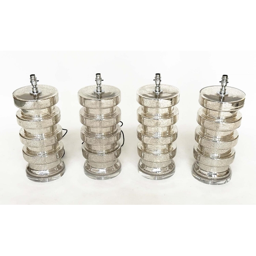 317 - TABLE LAMPS, a set of four, Venetian style silvered mirrored glass, 56cm H. (4)