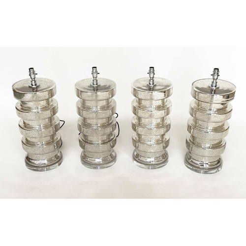 317 - TABLE LAMPS, a set of four, Venetian style silvered mirrored glass, 56cm H. (4)