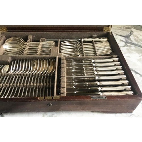 32 - CANTEEN OF CUTLERY BY MAPPIN AND WEBB, Mappin and Webb 'Louis Seize' silver plated, eight place, 63 ... 