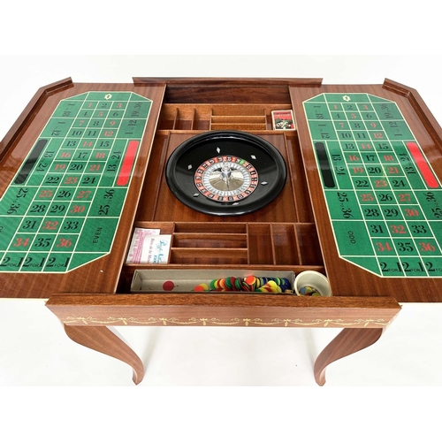 320 - GAMES TABLE, Italian marquetry incorporating a roulette wheel, backgammon and chequerboard, 75cm H x... 