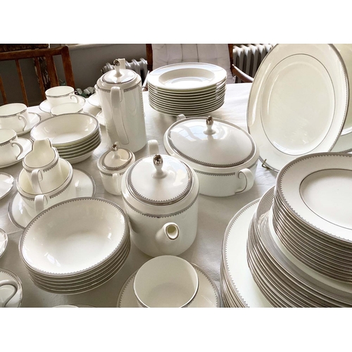 34 - DINNER SERVICE, English fine bone China Wedgwood Vera Wang grosgrain, 12 place, 9 piece setting, app... 