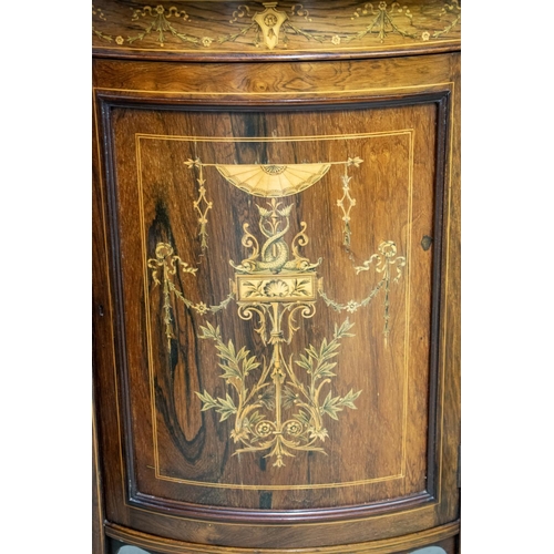 342 - SIDE CABINET, 227cm H x 138cm x 43cm, circa 1895, rosewood and penwork marquetry with two glazed doo... 