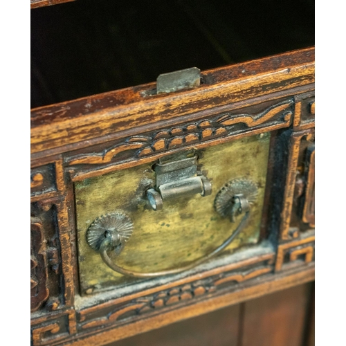 343 - MARRIAGE CABINET, 176cm H x 159cm W x 63cm D, 19th century Chinese lacquered firwood and gilt height... 