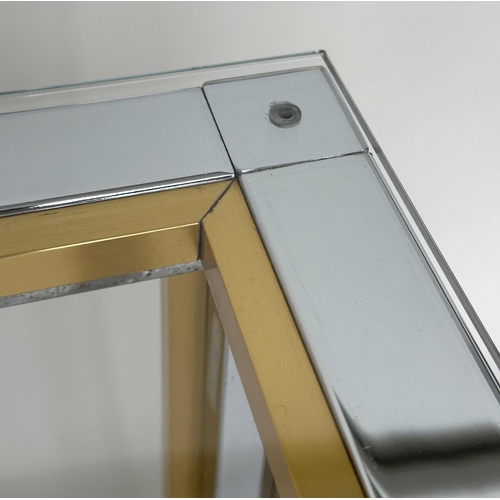 345 - CONSOLE TABLE, 1970s Italian style brass and chrome framed rectangular plate glass, 135cm W x 72cm H... 