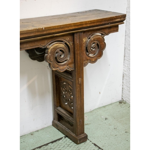 346 - ALTAR TABLE, 90cm H x 264cm W x 34cm D, Chinese hardwood, possibly 17th or 18th century.