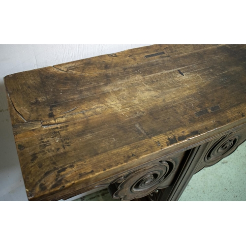 346 - ALTAR TABLE, 90cm H x 264cm W x 34cm D, Chinese hardwood, possibly 17th or 18th century.