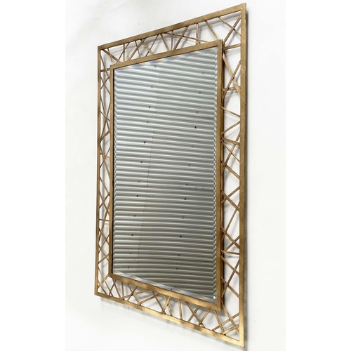 392 - WALL MIRROR, rectangular contemporary gilt metal framed, 86cm x 117cm H.