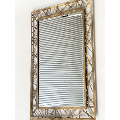 392 - WALL MIRROR, rectangular contemporary gilt metal framed, 86cm x 117cm H.