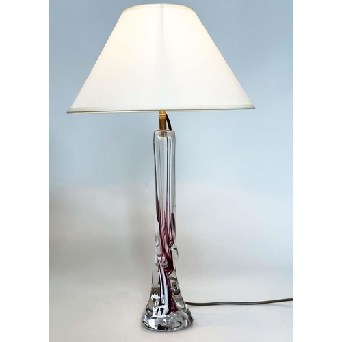 398 - TABLE LAMPS STRATHEARN, a set of two, Murano style twisted glass, blue and red, 60cm H. (2)