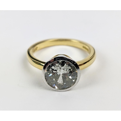 47 - AN 18CT GOLD AND PLATINUM SET DIAMOND SOLITAIRE RING, transitional cut stone of approximately 2.17 c... 