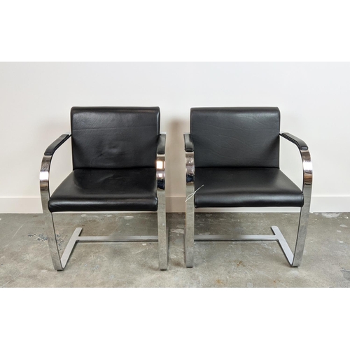 518 - AFTER LUDWIG MIES VAN DER ROHE BRNO STYLE CHAIRS, a pair, 59cm W each (2)