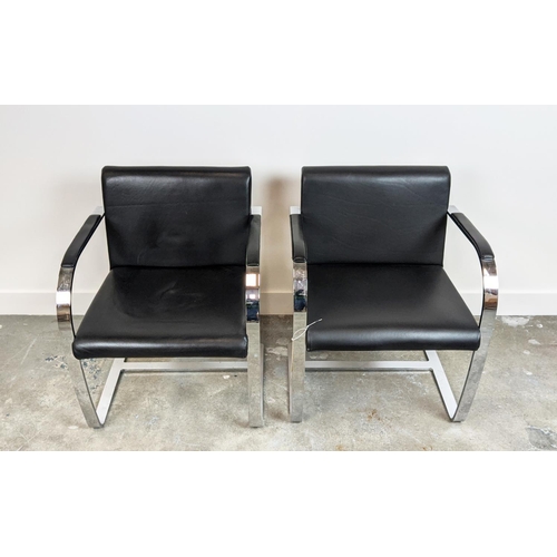 518 - AFTER LUDWIG MIES VAN DER ROHE BRNO STYLE CHAIRS, a pair, 59cm W each (2)