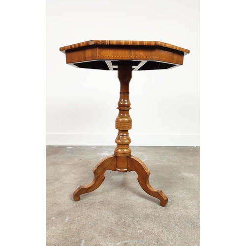 520 - OCCASIONAL TABLE, mid 19th century Italian walnut, marquetry and parquetry with octagonal top on tur... 