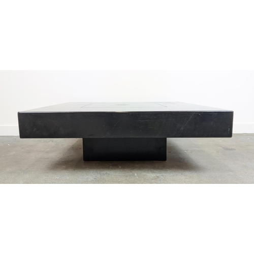 524 - LOW TABLE, with painted motif to top, 122cm x 122cm x 39cm.