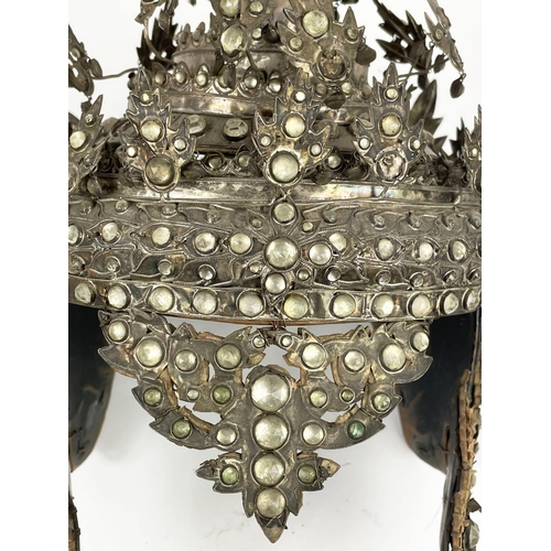 53 - THAI HEADRESS, a pair, sheet metal and bejewelled in metal carrying case, (originally purchased in T... 