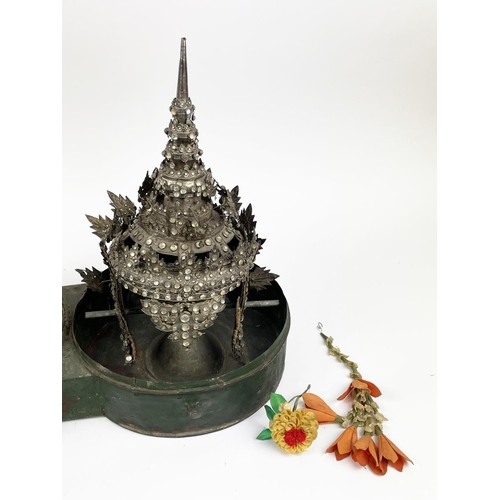 53 - THAI HEADRESS, a pair, sheet metal and bejewelled in metal carrying case, (originally purchased in T... 