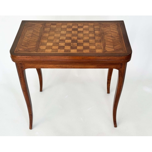 534 - DUTCH GAMES TABLE, 19th century Dutch mahogany, Kingwood and satinwood inlaid with chequer foldover ... 