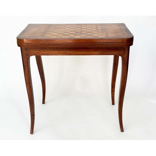 534 - DUTCH GAMES TABLE, 19th century Dutch mahogany, Kingwood and satinwood inlaid with chequer foldover ... 