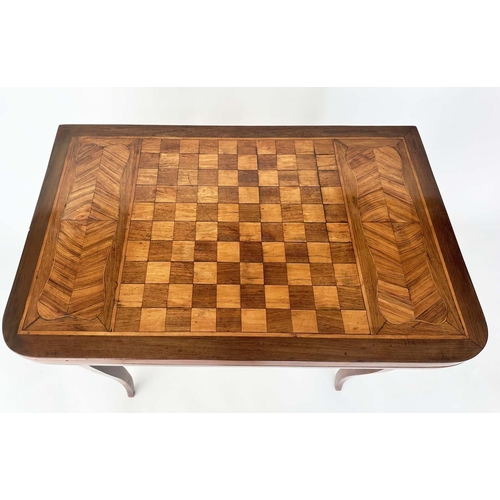 534 - DUTCH GAMES TABLE, 19th century Dutch mahogany, Kingwood and satinwood inlaid with chequer foldover ... 