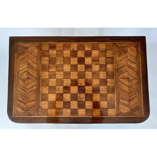 534 - DUTCH GAMES TABLE, 19th century Dutch mahogany, Kingwood and satinwood inlaid with chequer foldover ... 