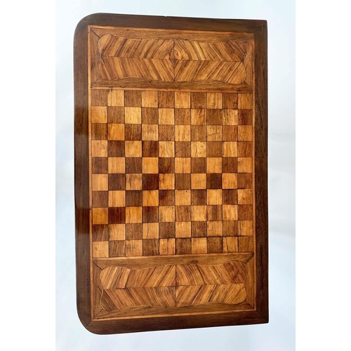 534 - DUTCH GAMES TABLE, 19th century Dutch mahogany, Kingwood and satinwood inlaid with chequer foldover ... 