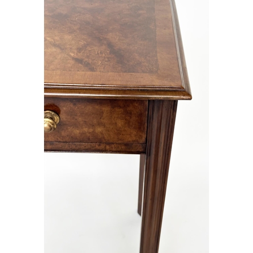 540 - HALL TABLE, George III design walnut and crossbanded with three frieze drawers and channelled suppor... 