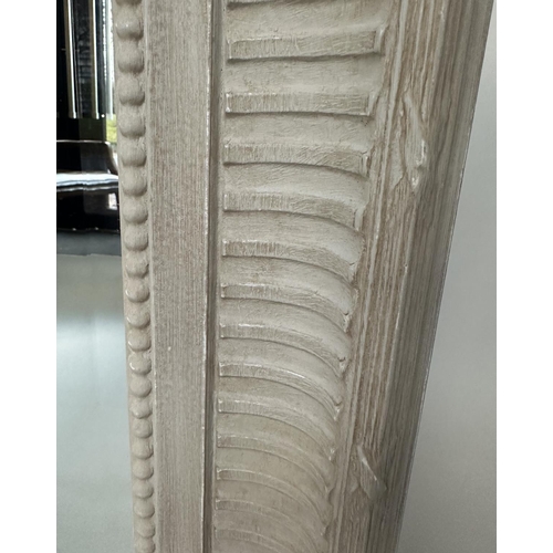 543 - WALL MIRROR, rectangular French style grey painted with fluted beaded frame, 125cm x 95cm.