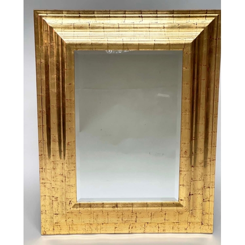 546 - CUSHION WALL MIRROR, Italian style sheet gilded rectangular with bevelled mirror in cushion stepped ... 