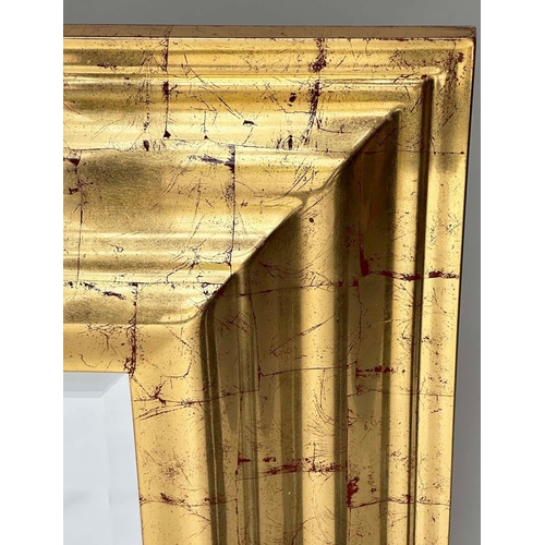 546 - CUSHION WALL MIRROR, Italian style sheet gilded rectangular with bevelled mirror in cushion stepped ... 