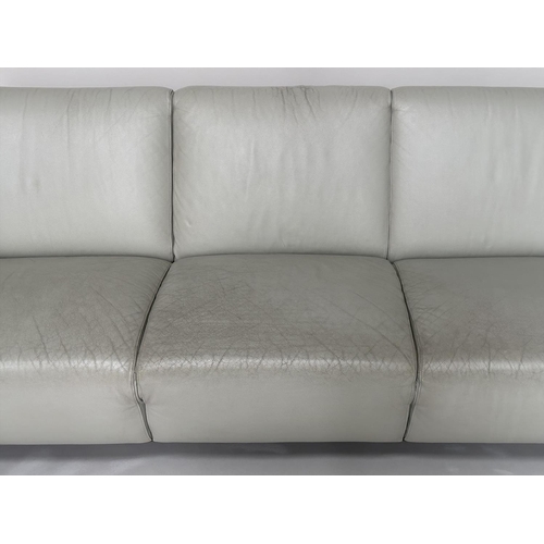 547 - LEOLAX SCYLLA SOFA BY GERARD VOLLENBROCK, stitched grey leather and chrome framed, 200cm W.