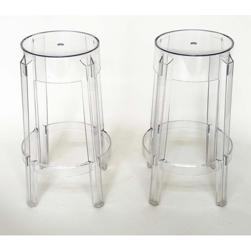 548 - KARTELL CHARLES GHOST STOOLS, a pair, by Philippe Starck, 66cm H x 42.5 cm diam. (2)