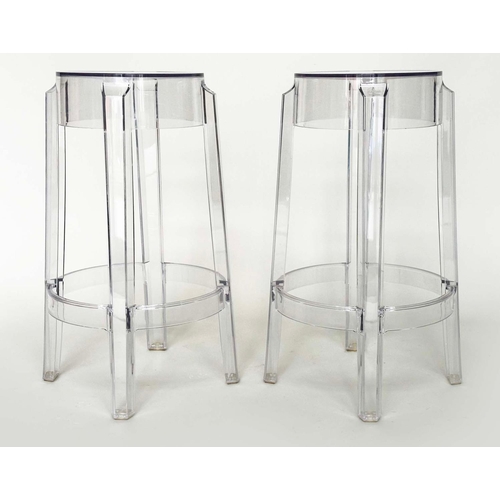 548 - KARTELL CHARLES GHOST STOOLS, a pair, by Philippe Starck, 66cm H x 42.5 cm diam. (2)