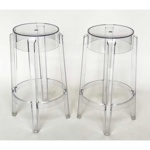 548 - KARTELL CHARLES GHOST STOOLS, a pair, by Philippe Starck, 66cm H x 42.5 cm diam. (2)