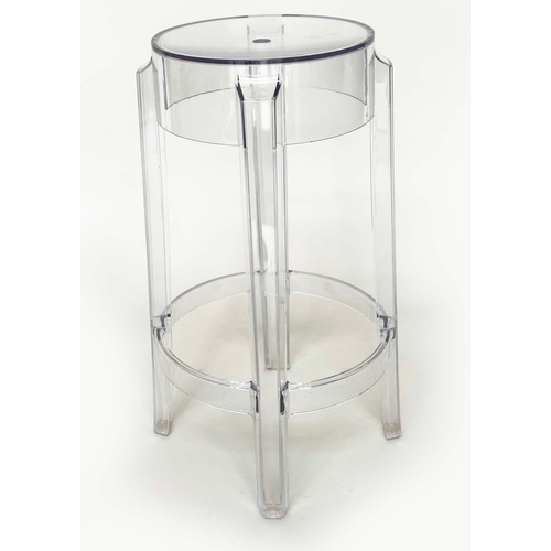 548 - KARTELL CHARLES GHOST STOOLS, a pair, by Philippe Starck, 66cm H x 42.5 cm diam. (2)