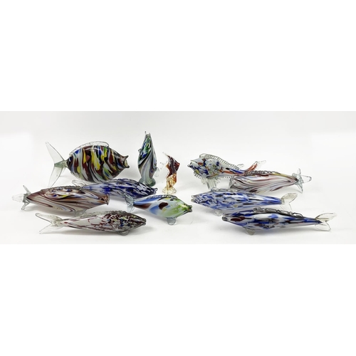 55 - MURANO FISH, eleven multi-coloured including an angel fish and upright fish.