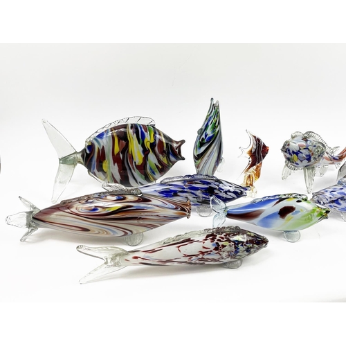 55 - MURANO FISH, eleven multi-coloured including an angel fish and upright fish.