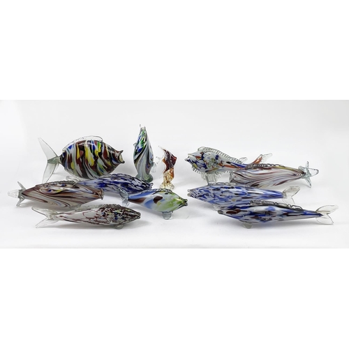 55 - MURANO FISH, eleven multi-coloured including an angel fish and upright fish.