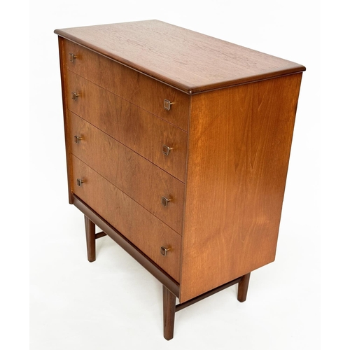 550 - CHEST OF DRAWERS, 1970s teak with four long drawers, 77cm W x 42cm D x 91cm H.