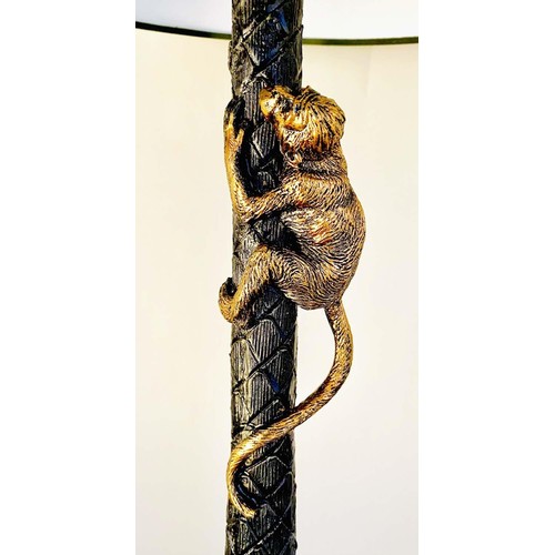 333 - TABLE LAMPS, a pair, with shades, 86cm H, bases in the form of palm trees with a climbing monkey. (2... 