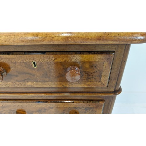 340 - BEDSIDE CHESTS, a pair, Victorian style burr walnut with four drawers, 73cm H x 37cm W x 36cm H. (2)