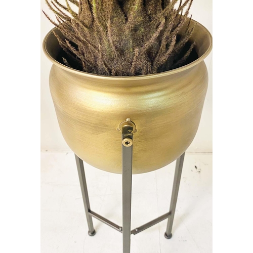 359 - FAUX FERN TREES, in gilt metal planters, 115cm x 75cm x 75cm.