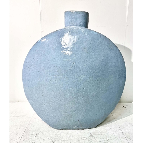 354 - CHINESE STYLE MOON VASE, light blue glazed ceramic, 72cm H x 70cm W