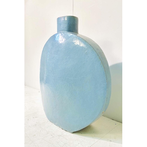 354 - CHINESE STYLE MOON VASE, light blue glazed ceramic, 72cm H x 70cm W