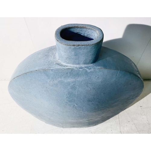 354 - CHINESE STYLE MOON VASE, light blue glazed ceramic, 72cm H x 70cm W