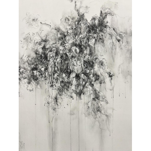 126 - JAYNE ANITA SMITH (20th century British), 'On our knees', graphite/gesso/charcoal on aluminium, Roya... 