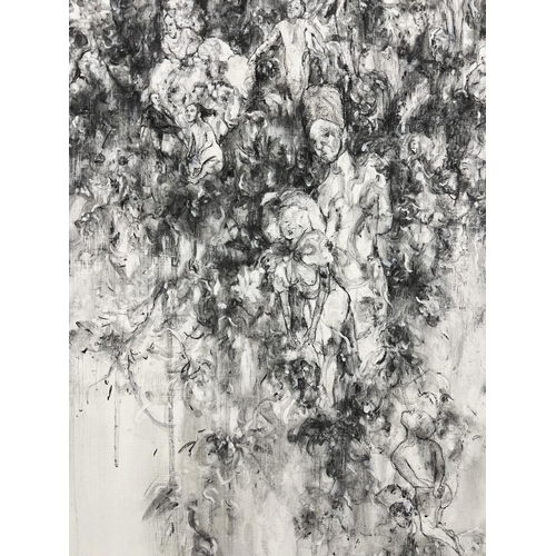 126 - JAYNE ANITA SMITH (20th century British), 'On our knees', graphite/gesso/charcoal on aluminium, Roya... 